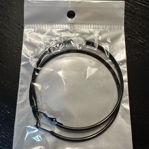 Simple, cute, black metal hoop earrings, little over 2 inches, NEW